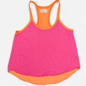 Vintage Hollister Neon Pink Orange Open Back Tank Top Size S